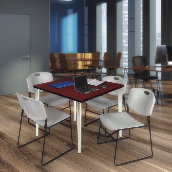 Regency Kahlo Square Table & Chair Sets, 48 W, 48 L, 29 H, Wood, Metal, Polypropylene Top, Mahogany TPL4848MHCM44GY - main
